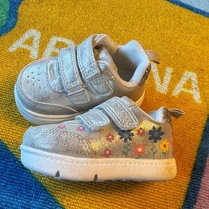 Carter's Silver Sneakers with Floral Accents